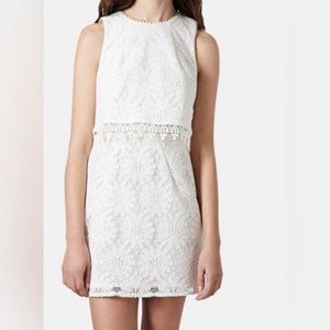Topshop Crop Overlay Lace Shift Dress Sz 6